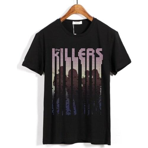 14 design Harajuku Summer Style The Killers Punk Rock Black shirt fitness Cotton Metal print men women skateboard Streetwear