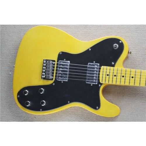 Yellow guitar, maple fingerboard, black shield, basswood body, can be customized as required, free delivery