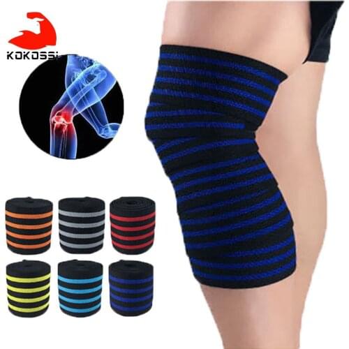 KoKossi 1 Pcs Elastic Squat Knee Pads Powerlifting Training Sports Fitness Leggings Bandage Straps Weightlifting Bodybuilding