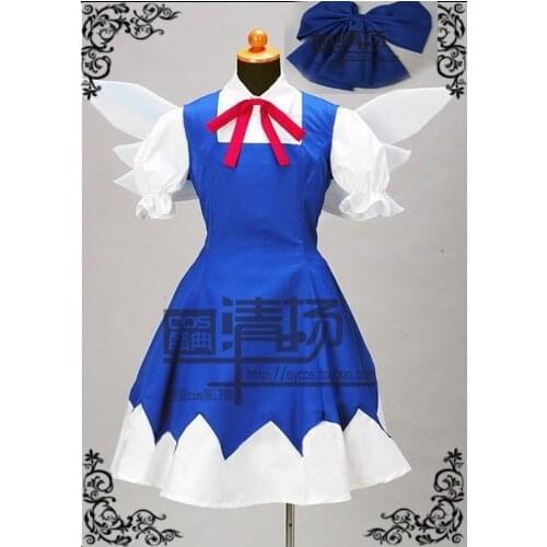Touhou Project Cirno Cosplay Costume with wing custom any size