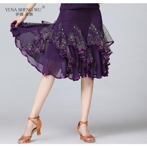 Belly Dance Costume Short Skirt Ballroom Ladies Waltz Modern Standard Tango Dancewear Outfits Performance 360 Degree Dance Skirt