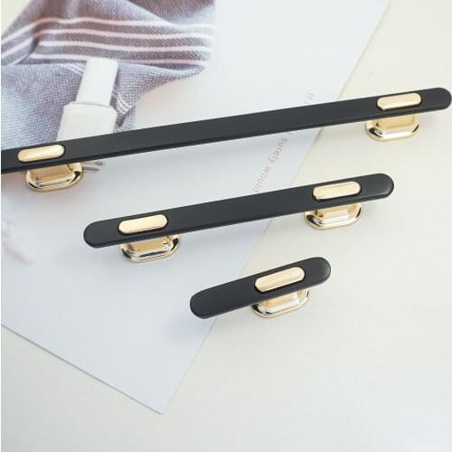 MFYS European Simple Black Furniture Handles Cabinet Handles Gold Zinc Alloy Drawer Pulls Fashion Long Wardrobe Knobs Hardware