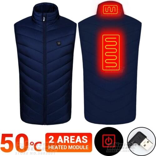 2 Areas Men Heated Vest Heating Jacket Heated USB Winter Body Motorcycle Jacket Motorbike Moto Ski Warm Vest hunting Clothing