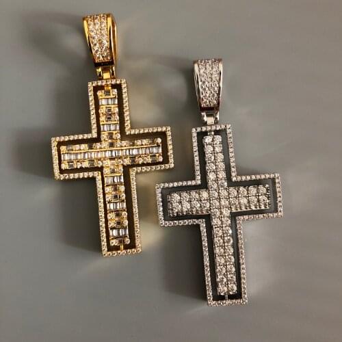 Hip hop ice cross gold jewelry Zircon Pendant Set Dubai, 18K metal pendant men