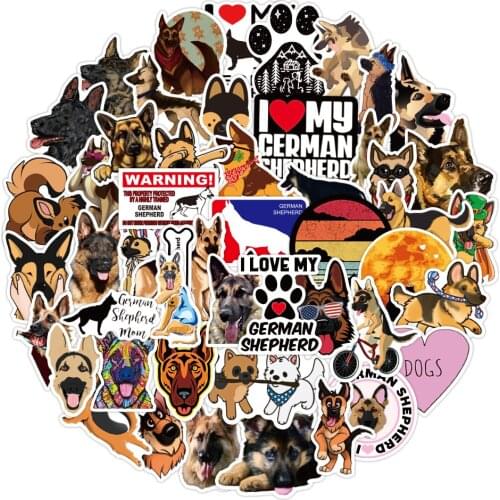 10/50PCS German Shepherd Dog Stickers for Scrapbooking Laptop Guitar Skateboard Suitcase Decal Animal Puppy Sticker