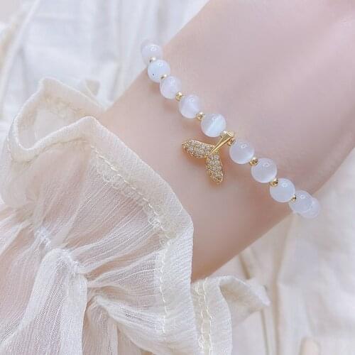 New Design Fine Jewelry Simple Micro-inlaid Zircon Fishtail Opal OT Buckle Bracelets for Woman Holiday Party Elegant Bracelet