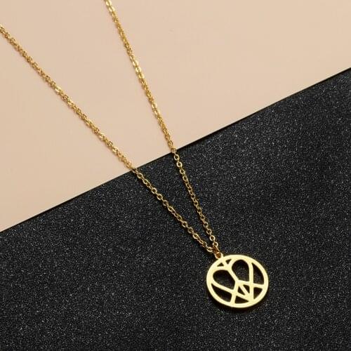 Personlized Heart in Peace Sign Pendant Necklaces Hippie Love Charm Dainty Friend Jewelry Gift