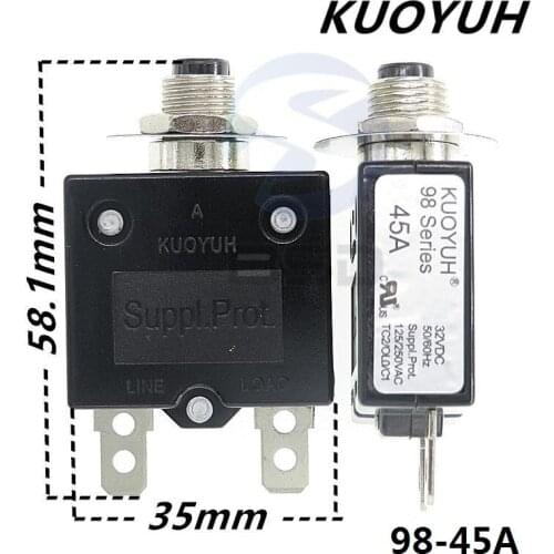 3Pcs Taiwan KUOYUH 98 Series 45A Overcurrent Protector Overload Switch