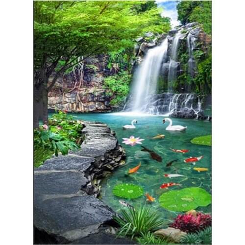Full Square Diamond Painting Landscape Nature DIY Diamond Embroidery Waterfall Home Decor