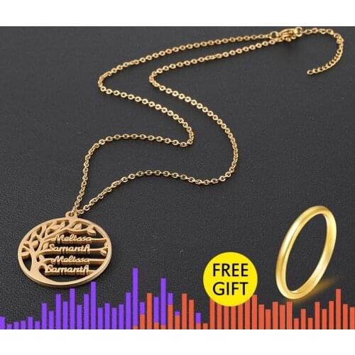 Romance custom nameplate necklace for women family tree pendant stainless steel gold choker Necklace Friendship gift bff Collier