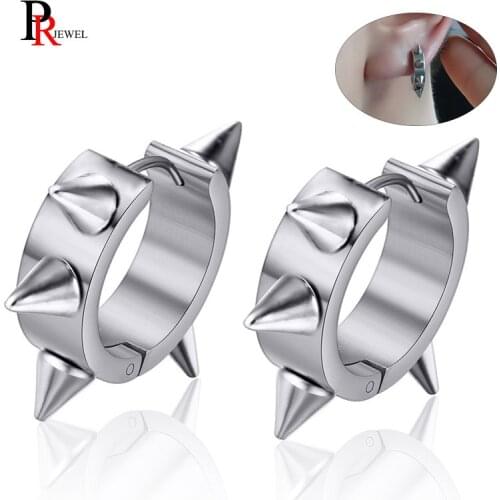 Stylish Rivet Earrings for Men Gifts Solid Silver Color Stainless Steel Spike Stud Ear Jewelry