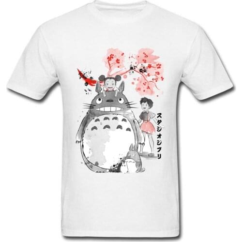 Tops & Tees MY NEIGHBOR T Shirt Japan Anime Tshirt For Men 100% Cotton Art Designer T-shirts Totoro Print Clothes Slim Fit