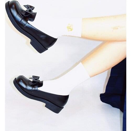 Genuine Leather Jk Uniform Loli Shoes Womens College Round Head Mid Heel 3cm Japanese Soft Sweet Girl School Student Retro Shoe