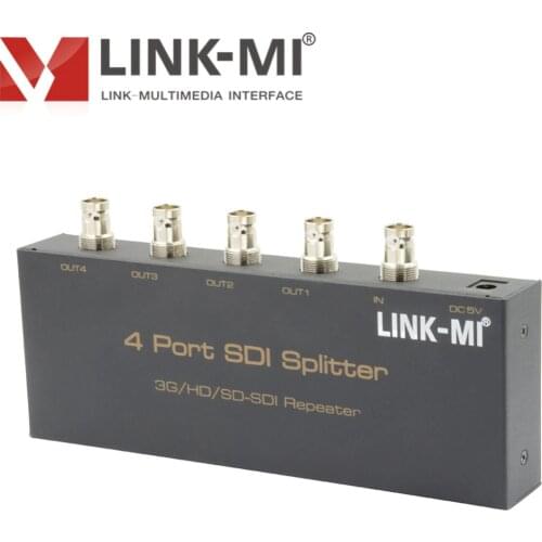 LINK-MI SS14 1x4 Splitter SDI Splitter HD SDI Repeater 4-Port 3G-SDI HD-SDI SD-SDI 1080P Audio Video Support Clock Recovery