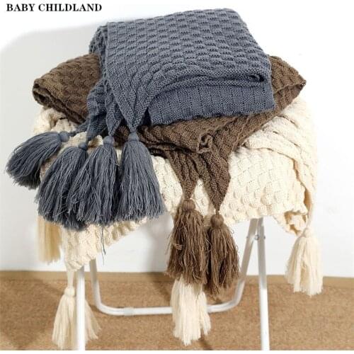 Knitted Blanket Bed Sofa Cover Throw Blankets With Tassel Nordic Decorative Chunky Shawl Blanket Bedspread TV Travel Blanket