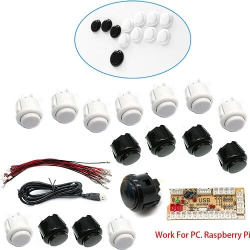 Japan Arcade Zero Delay USB Board DIY Original Sanwa Kit PC & Raspberry Pi Joystick Encoder With 14pcs OBSF-30 24MM Push Button