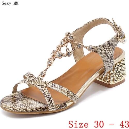 Women Med Heel Sandals Shoes Woman Med Heels Gladiator Sandals Pumps Small Plus Size 30 31 32 33 - 40 41 42 43