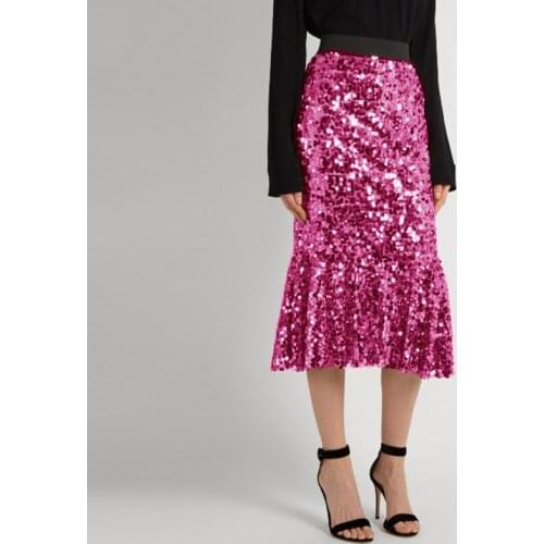 Sequined Womens Skirts Mermaid Mid-Calf Womens Skirts Custom Made Cheap Formal Party Prom Skirts Fancy