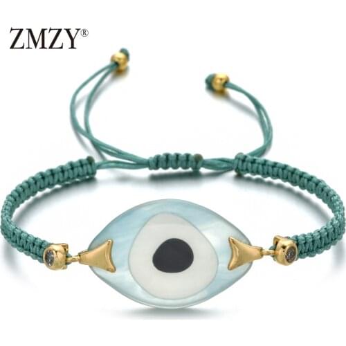 ZMZY Big Charms Evil Eye Bracelets for Women Crystal Beads Statement Bracelet Boho Handmade Pulsera Friendship Jewelry Gift
