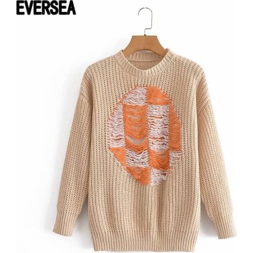 Eversea Sweet Style 3/4 Cropped Sleeve Sweater Cute Lady Women Autumn Winter Outerwear Kawaii Pullover Tops