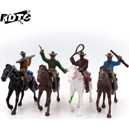 Hard plastic figure Toys /New Soldier / special warfare suits / cowboy doll unit 4 horses+4 cowboys