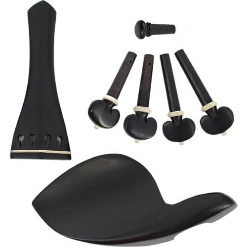 1 set High Quality Violin Accessories 4/4 Ox Bone Inlayed Ebony Violin Chin Rest Drawplates Tailpiece and Pegs free shipping