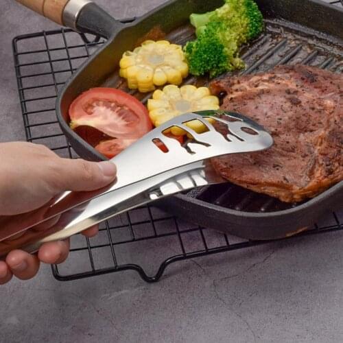 1pc Stainless Steel Kitchen Tongs Hollow-Out Heavy Duty Barbecue Tongs Food Tongs Spaghetti Tongs Food Clips Home Accessories
