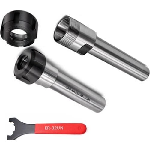 1Ps CNC Lathe Router ER32UM Straight Shank Extend 100mm-150mm-200mm Spindle Dia C25mm/C32mm +1P Wrench