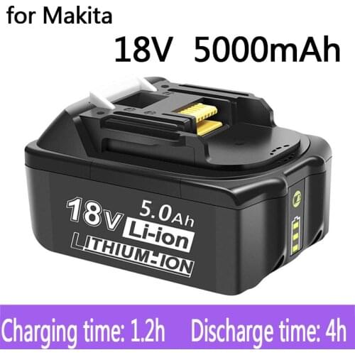 100% Original Makita 18V 5000mAh Rechargeable Power Tools Battery with LED Li-ion Replacement LXT BL1860B BL1860 BL1850