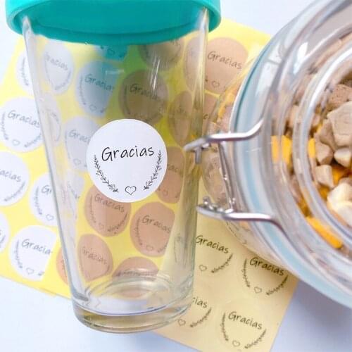 100pcs Round Spain thank you garland handmade DIY decorative stickers Kraft white transparent Sealing Label Sticker