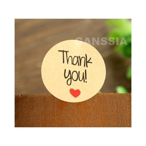100pcs/lot Dia:3.8cm Red heart Thank you Seal Sticker Round Stickers for Gift Scrapbooking (ss-1147)