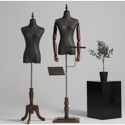 4style Female Mannequin Body Half Length No Hand Model Suit,Trousers, Bracket, Display Clothing Wood Dase Adjustable Height D290
