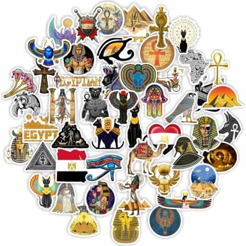 50PCS Ancient Egyptian Pyramid Pharaoh Mummy Stickers Graffiti for Laptop Guitar Motorcycle Skateboard Decal Toys