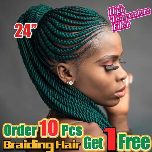 24 Inch Wholesale Luminous Ombre Jumbo Braiding Hair Braids Afro Pre Stretched Synthetic Hair Extension For White Twist Braids