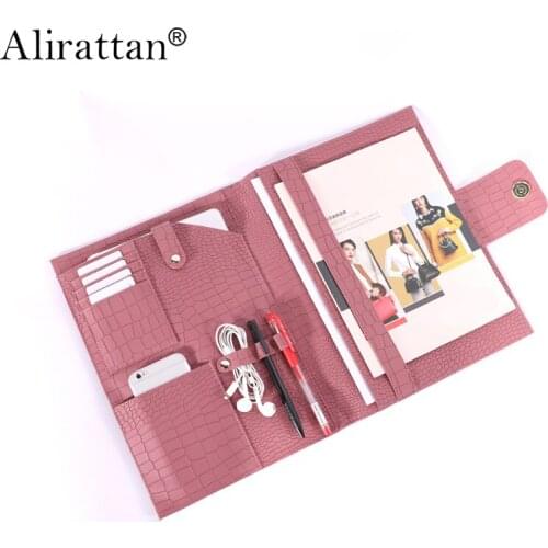 Alirattan New Briefcase Book Folder Fashion Customized Folder File Python Ostrich Leather Pouch Bag Women Business Folder INS