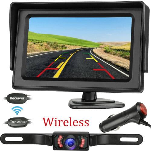 Wireless Car Backup Camera Rear View HD Parking System Night Vision + 4.3 LCD Monitor Car Cameras Wireless Transmitter/Receiver