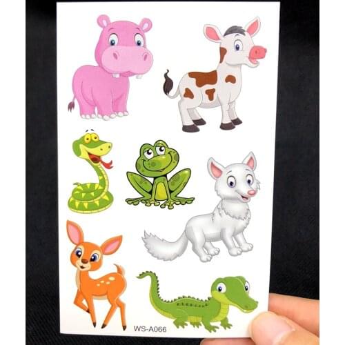 Kids Cartoon Animal Temporart Tattoo Disposable Body Art For Children Colorful Tattoo Stickers Party Fake Tattoo Boys Girls