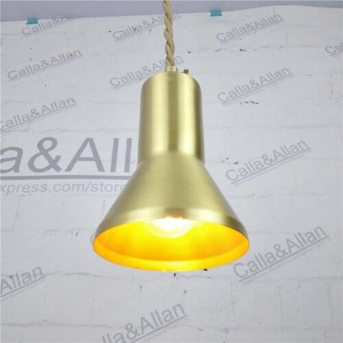 E27 All brass single head hanging light AC 100% pure copper material pendant lamp fabric twisted wire cord LED lighting fixture