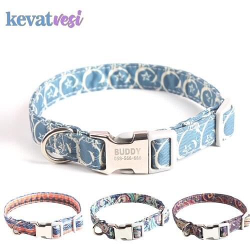 Customized Printed Pet Collar Personalized Engraved Id Tag for Small Medium Large Dogs Antilost Pet Dog Collar Pug Puppy