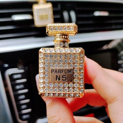 Inlay Water Drill No5 Perfume Bottle Car Air Freshener Interior Accessories Diamond Perfume Bottle Car Air Vent Clip Fragrance