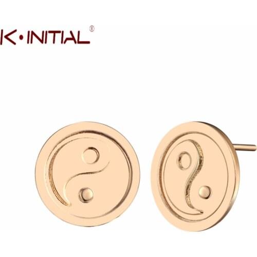 Kinitial Yin Yang Symbols Earrings Yin Yang Ear Stud Magic Sign Zen Taoist Earring Handmade Geometric Round Jewelry for women