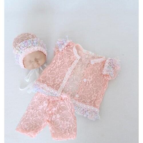 Baby Girl Lace Gauze Skirt And Cap Set Newborn Photography Props Handmade Infant Overalls Photo props Baby Diaper Outfit Bonnet