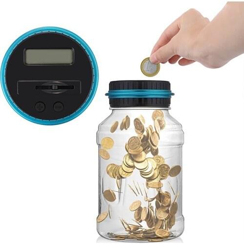 1.8L Piggy Bank Counter Coin Electronic Digital LCD Counting Coin Money Saving Box Jar Coins Storage Box For USD EURO GBP Money