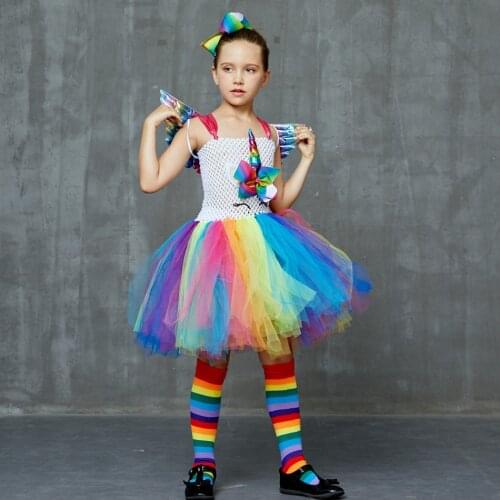Princess Unicorn Costumes With Rainbow Wing Girls TUTU Dress Baby Performance Dresses For Party Kids Cosplay Outfits Photo Props