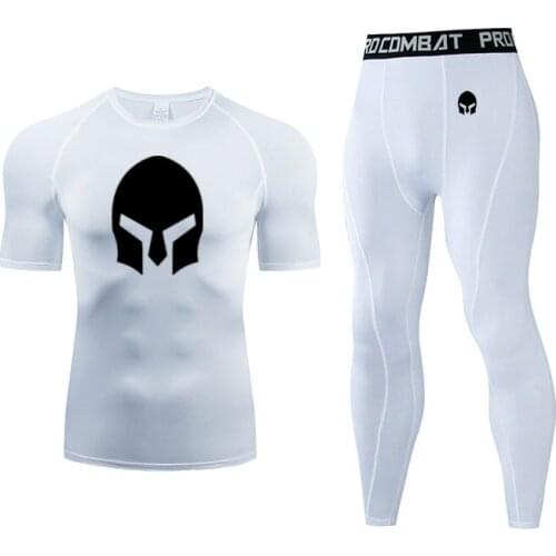 Summer Training Set Male Short Top Sports Leggings Quick Dry Sweat Sportswear Tracksuit Jogging Suits 2pc Set 2021 High Quality