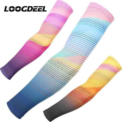 LOOGDEEL 1 Pair Sunscreen Cycling Sleeves Silicone Non-slip Anti-UV Breathability Cool Feeling Outdoor Hiking Climbing Sleeves