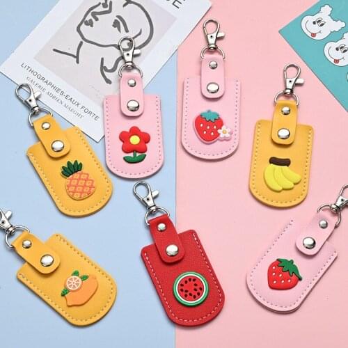 Cute PU Leather Card Holders Fruit Pattern Mini Access Card Protective Case Student Portable Cartoon Badge ID Card Holder