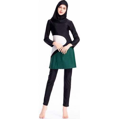 Muslim Swimwear Women Long Sleeve Burkinis Wear Swimming Bathing Suit Beach Hijab Swimsuit Modest Patchwork Full Cover