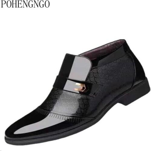 Winter Men Formal Shoes Leather Oxford Shoes for Men Pointed Toe Business Wedding Shoes Velvet Men Dress Shoes Zapatos De Hombre