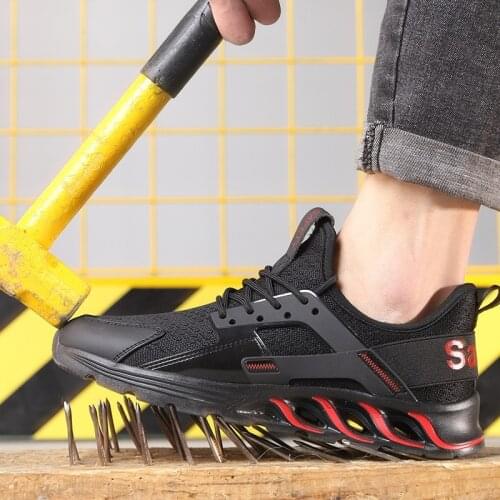 Men Safety Shoes Steel Toe Anti-Smashing Protective Work-Shoes Non-Slip Boots Lightweight Breathable Sneakers Large Size 48